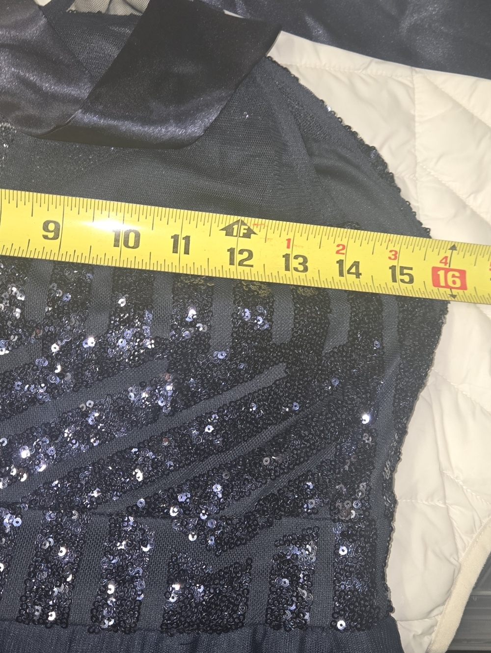 Sequined Halter Navy Evening Dress - Picture 5 of 8